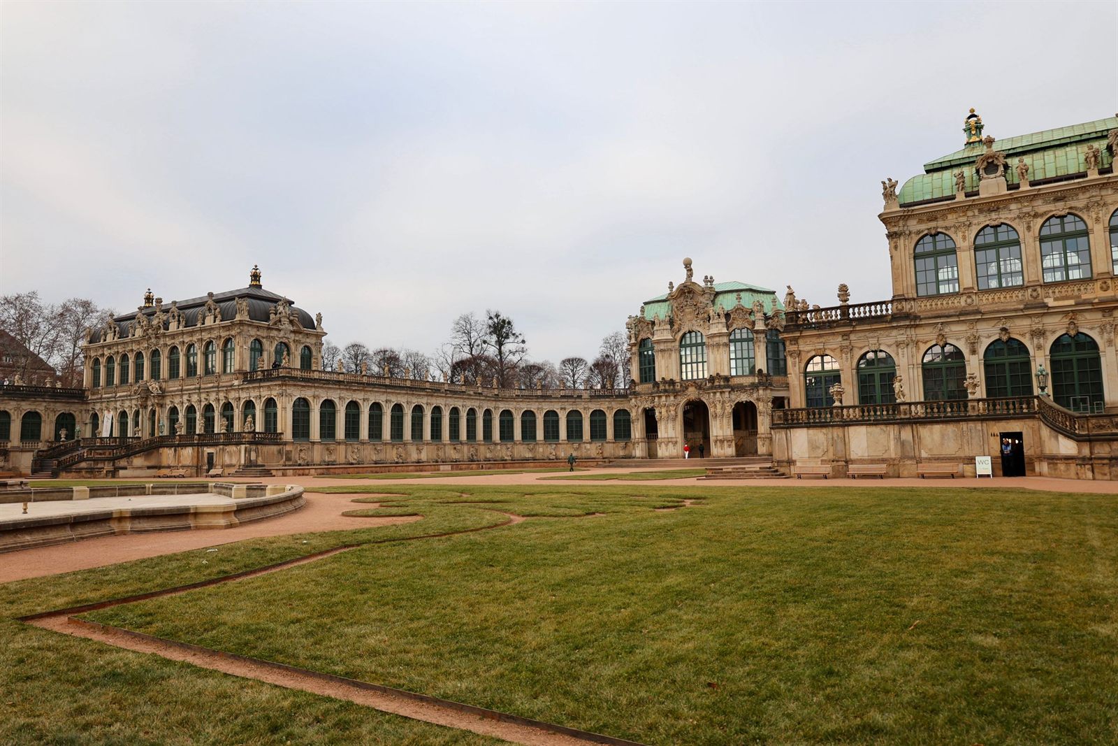 Baroque pavilions and lawn of the Zwinger in Dresden, visited on an Elbe cruise Dresden stop