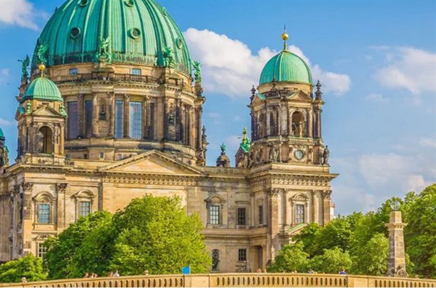 Berlin Cathedral with green copper domes