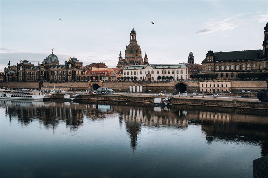 Dresden Old Town reflected in the Elbe